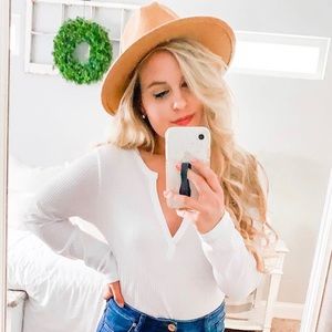 White thermal long sleeve top